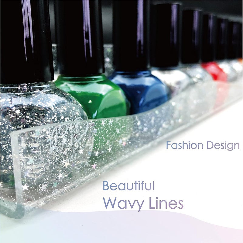 YMVV 15" Nail Polish Rack Wall Mounted Shelf with Iridescent Star Shaped Glitters Sequin Inside,Clear Acrylic Nail Polish Organizer for Nail Techs,Great Display for Salons Retailers（6 Pack） - Image 5